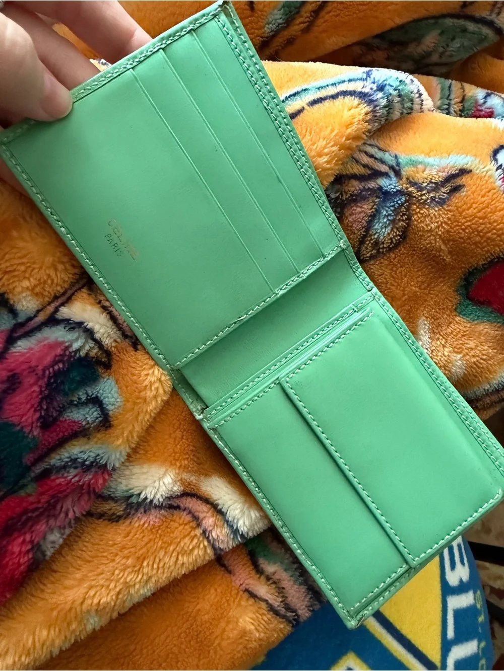 Celine Men’s Green Leather Bifold Wallet